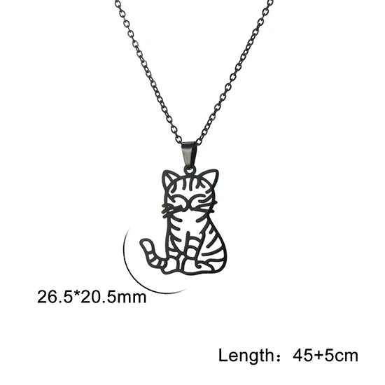 Unift Lovely Cat Pendant Necklace for Women Girl Stainless Steel Neck Chain Choker Pet Kitten Animal Kid Daughter Jewelry Gift