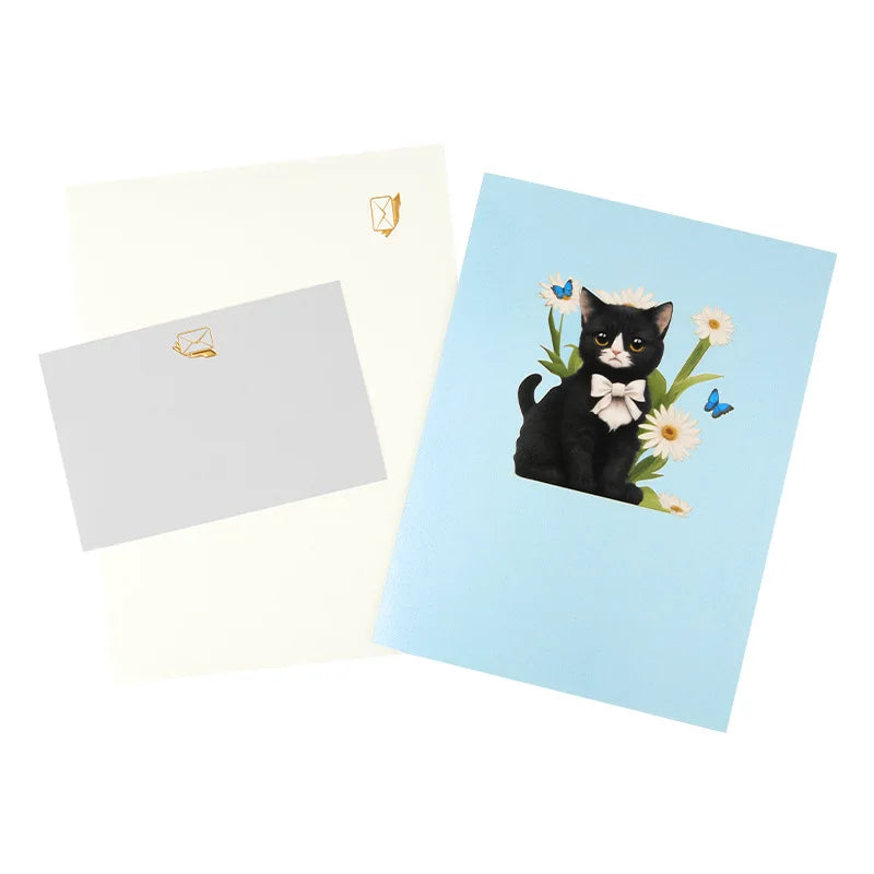 3D Animals Pop up Party Greeting Postcards Gifts Card Cat Dog Gift for Kids Birthday