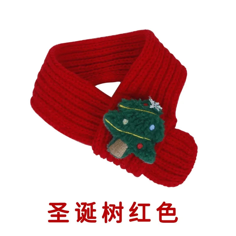 New Pet Knitted Christmas Scarf Cat Dog Yarn Cartoon Elk Snowman Warm Plush Hat Set Dog Accessories for Small Dogs