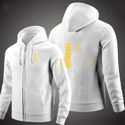 Silly Dog Belgian Malinois K9 Dog 2024 Men's Printing Solid Color Zipper Hooded Jacket Casual fashion Sweatshirt Pullover Tops