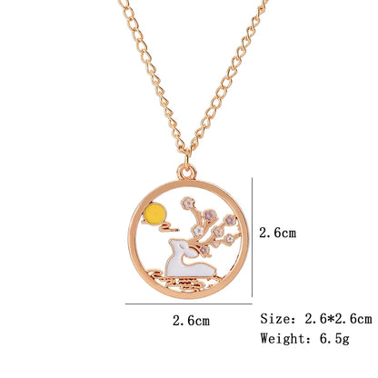 Cute Cat Bunny Sika Deer Necklace for Women Kids Fashion Cartoon DIY Animal Pendant Necklace Party Jewelry Accessories Gift