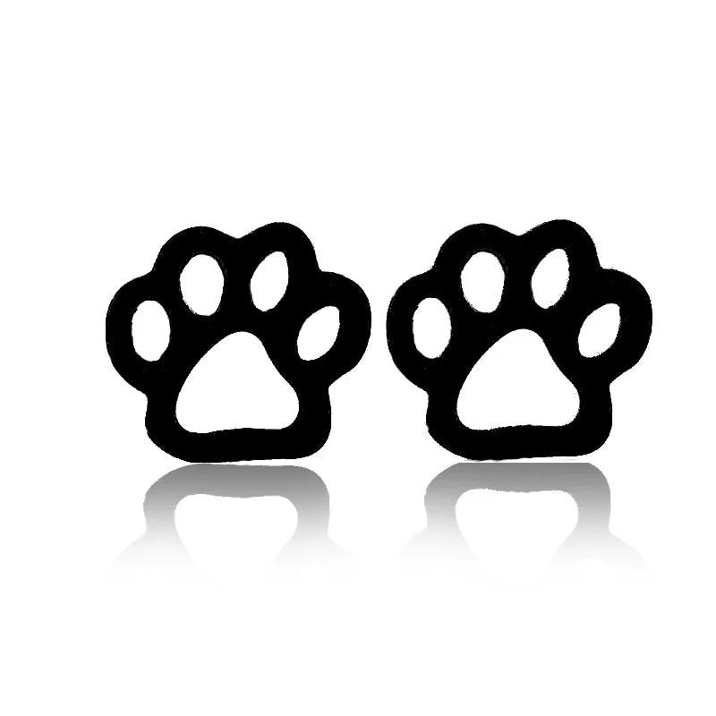 Trend Cute Dog Cat Paw Earings for Women Kids Fashion Metal Animal Footprint Stud Earrings Stainless Steel Ear Piercing Brincos