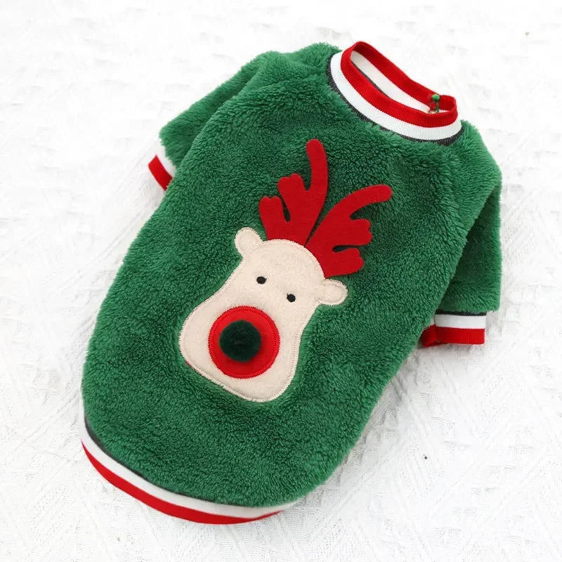 Dog Christmas Clothes Winter Warm Pet Clothes for Small Medium Dogs Elk Santa Claus Dog Cats Coat Hoodies Christmas Dogs Costume