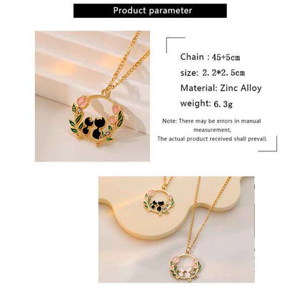 Cute Cat Bunny Sika Deer Necklace for Women Kids Fashion Cartoon DIY Animal Pendant Necklace Party Jewelry Accessories Gift