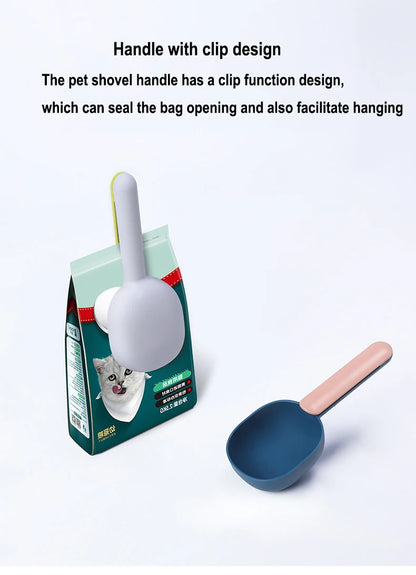Pet Cat Dog Food Shovel with Sealing Bag Clip Spoon Multifunction Thicken Feeding Scoop Tool Creative Measuring Cup Pet Supplies