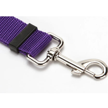 Solid Color Two-in-one Pet Car Seat Belt Nylon Lead Leash Backseat Safety Belt Adjustable Dogs Harness Collar Pet Accessories