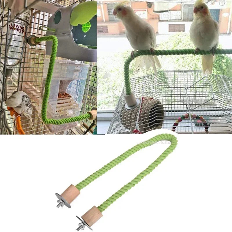 Bird Bite Toy Parrot Standing Woven Rope Toy Bird Chew Toy Bendable Pet Parrot Standing Perches for Parakeet