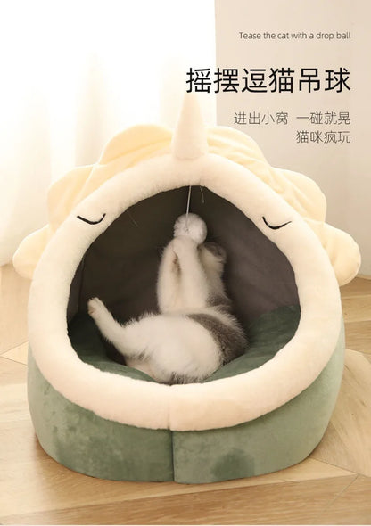 Deep Sleep Cat Bed Cartoon Pet Foldable Removable Washable Pet Sleeping Bed for Small Dog Mat Bag Cave Cats Bed
