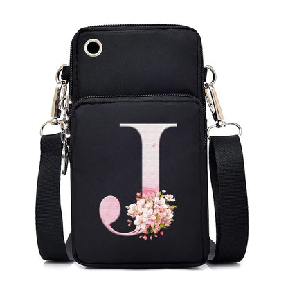 Women‘s Messenger Bag Small Handbag Crossbody Shoulder Wallet for Phone Sakura 26 Alphabet Print Coin Purse Ladies Card Holder
