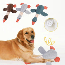 plush dog toy, squeaky dog toy, puppy chew toy, teeth cleaning dog toy, wild goose dog toy, interactive dog toy, safe dog chew toy, cute dog toy, chew toy for puppies, oral health dog toy