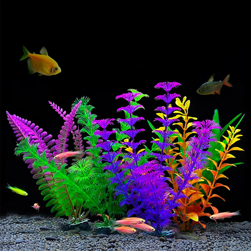 7.08 吋魚缸仿真植物水族箱人造裝飾植物擺飾水草魚缸塑膠裝飾 18 厘米