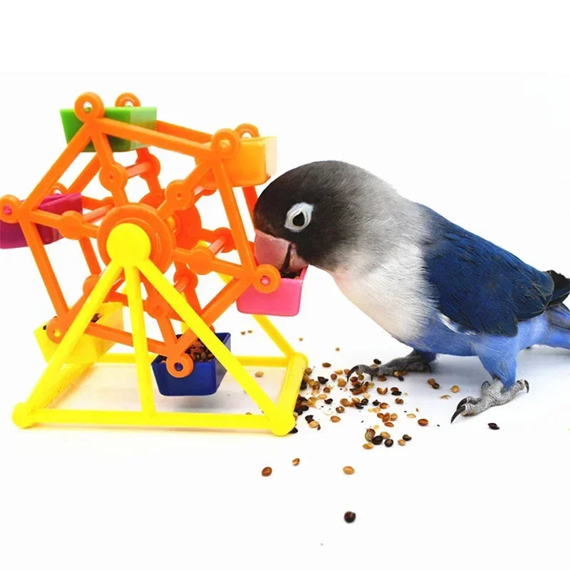 Bird Foraging Toys Creative Parrot Feeder Rotate Training Toys Intelligence Growth Cage Colorful Pecking Windmill Toy