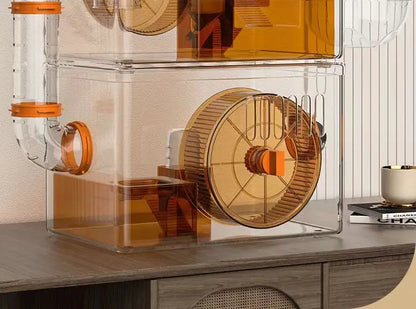 Hamster cage Luxury Grand Villa Transparent acrylic Gold silk Bear Dutch Pig two layer multi-layer combination hamster supplies