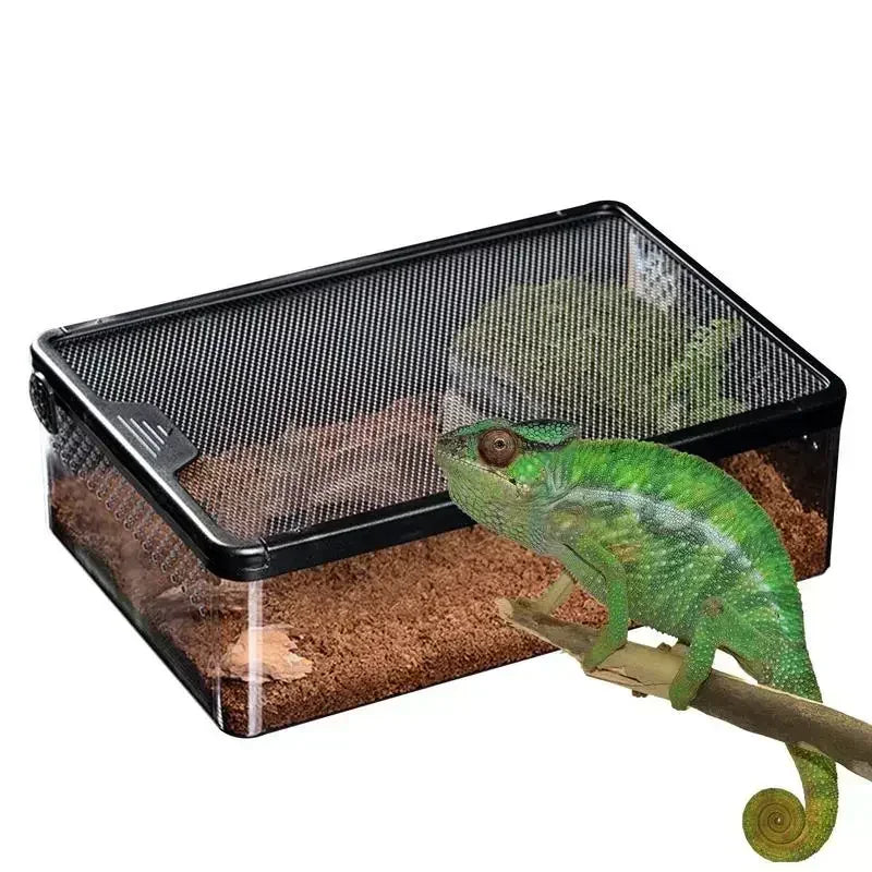 Reptile Feeding Boxs  Transparent Amphibian Insect Reptile Breeding Box Ventilated Hatching Container Reptile Terrarium Tanks