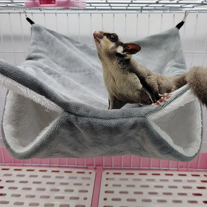 倉鼠保暖毛絨吊床小動物雙層加厚睡袋窩寵物鼠松鼠吊籠屋