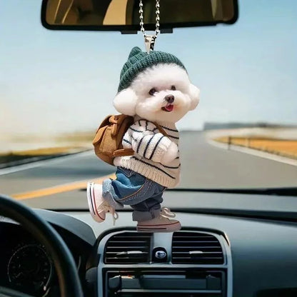 Dog Shaped Pendant Car Hanging Decoration Realistic Easy To Hang Acrylic Christmas Decoration Auto Rearview Mirror Ornament