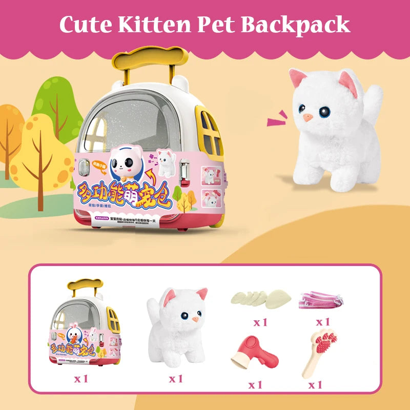 Children Pretend Play Simulation Plush Animals Eelectric Walking Cute Stuffed Dog Cat Backpack