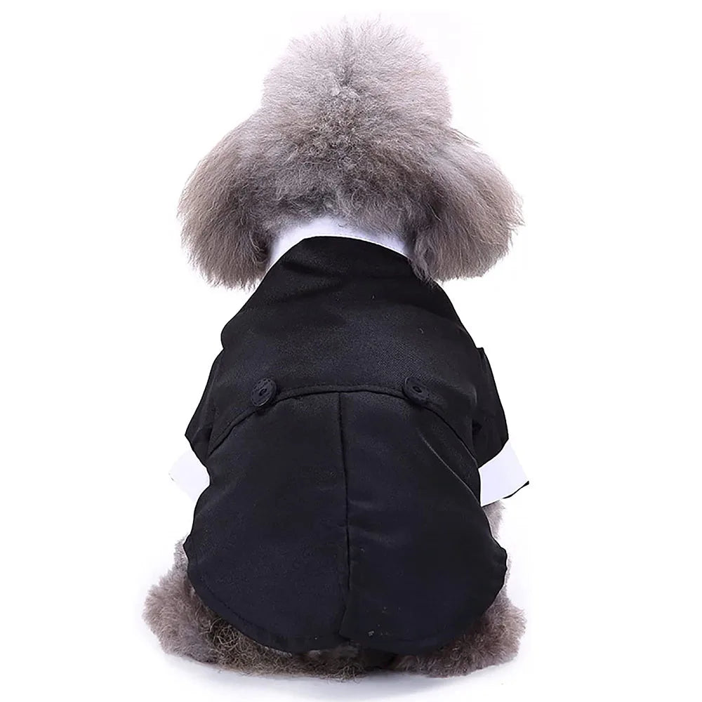 Dog Tuxedo Formal Dog Clothes Shirt Costume Wedding Attire Party Bow Tie Suit for Dogs Cat Outfit Birthday Christmas Pet Costume