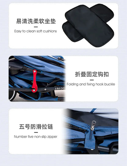 Small and Medium Sized High Landscape Pet Stroller One Click Folding Outdoor Dog Walking Cart Stylish and Breathable Tricycle