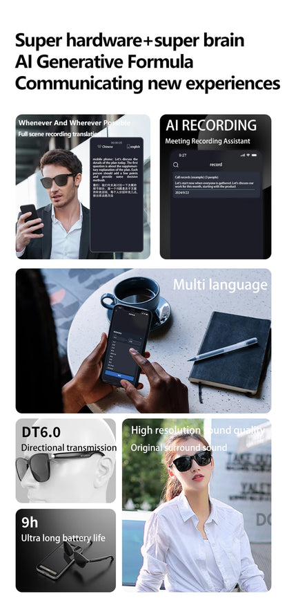 Xiaomi HY-C8 Smart Glasses AI Intelligent Translation Wireless Bluetooth Glasses Real-time Simultaneous Interpretation Headset