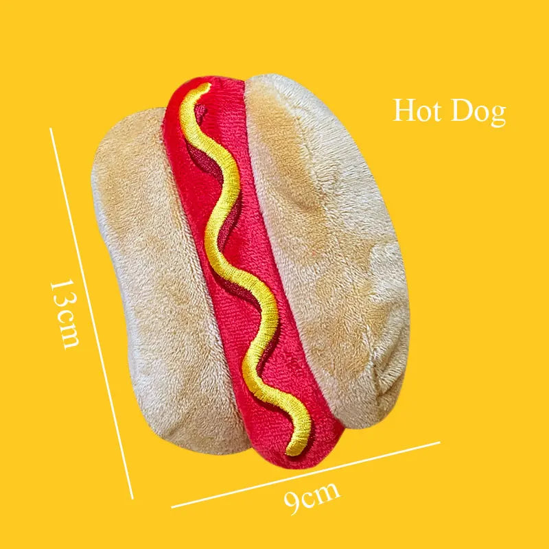 Plush Dog Toys Squeaky Dogs Accessories Pet Perros Toy Soft Squeeze Sound Teeth Chew Bite Resistant Ice Cream Fries Humburger