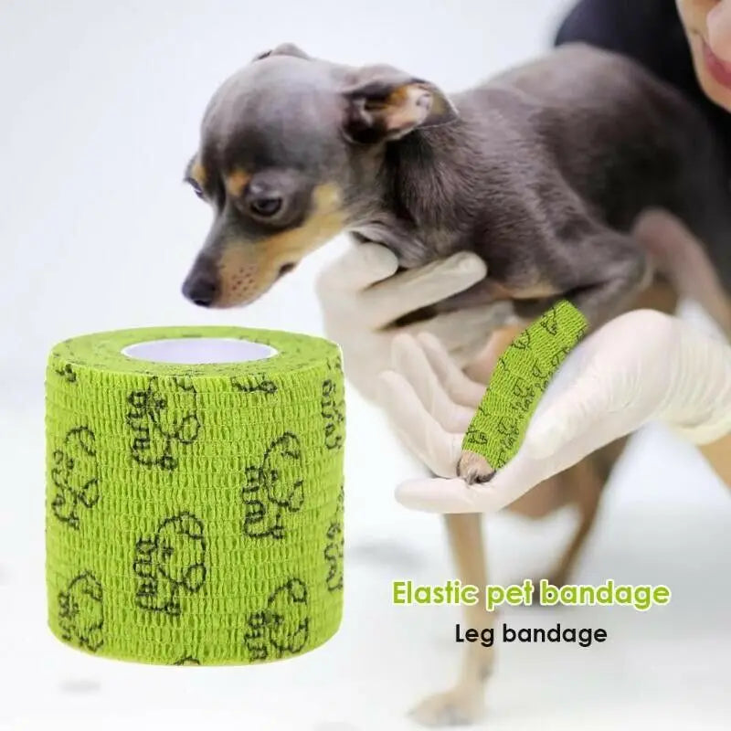 Medical Self Adhesive Elastic Bandage 5cm x 4.8m for Dogs Cats Pet Sports Wrap Tape Finger Joint Knee First Aid Kit Pet Tape