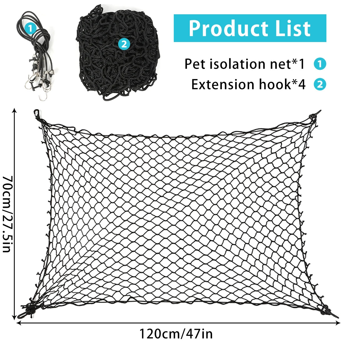 Pet Car Barrier Net Elastic Durable Dog Car Safety Barrier Net Foldable Car Dog Fence Barrier Universal Auto with Hooks New 2024