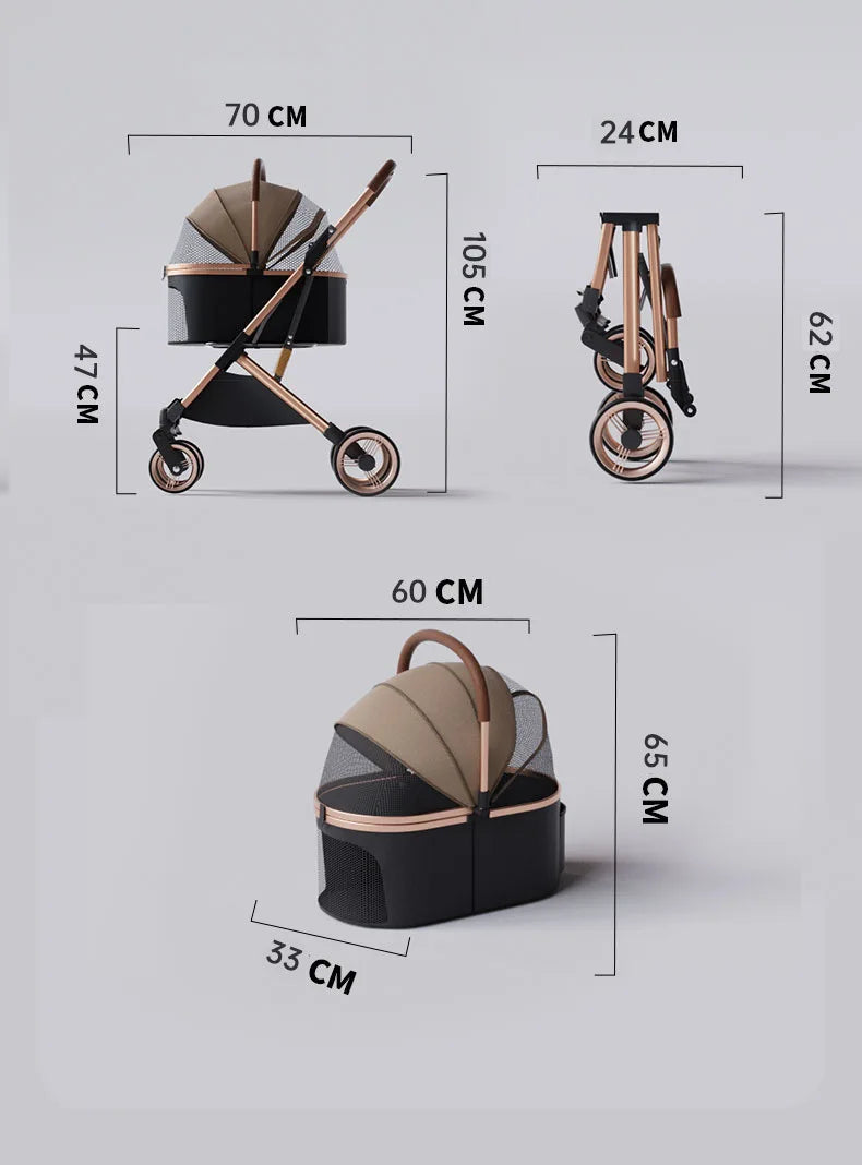 Separable High-end Pet Stroller with Multifunctional Bag Separation Ultra Easy To Carry One Click Collection Cat Dog Stroller