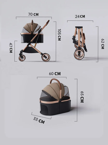 Separable High-end Pet Stroller with Multifunctional Bag Separation Ultra Easy To Carry One Click Collection Cat Dog Stroller