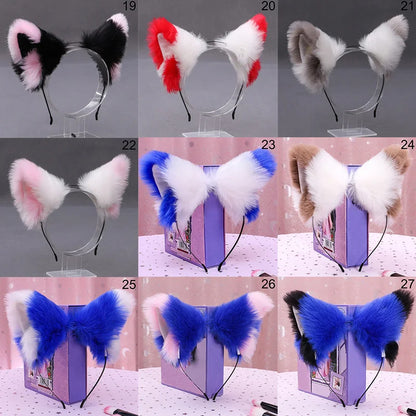 Fox Cat Ear Plush Hair Hoops Cosplay Fluffy Plush Hairband Headband Women Girl Masquerade Party Headwear Hair Accessories