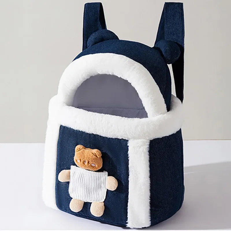 Kangaroo Carring Bag for Dogs Plush Keep warm bag Puppy Bicycle Moving Backpack  Pet Anti-escape Carrier Large Cat transporting