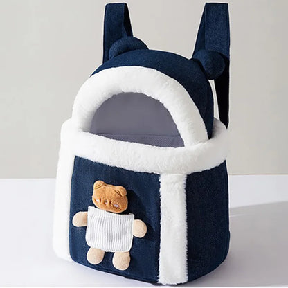 Kangaroo Carring Bag for Dogs Plush Keep warm bag Puppy Bicycle Moving Backpack  Pet Anti-escape Carrier Large Cat transporting