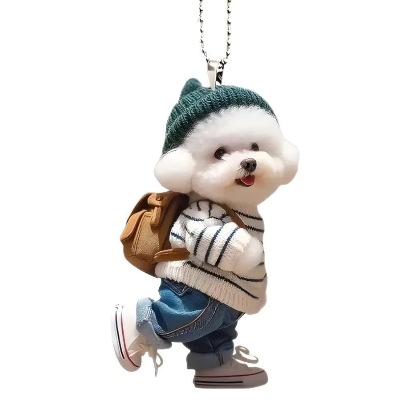 Dog Shaped Pendant Car Hanging Decoration Realistic Easy To Hang Acrylic Christmas Decoration Auto Rearview Mirror Ornament