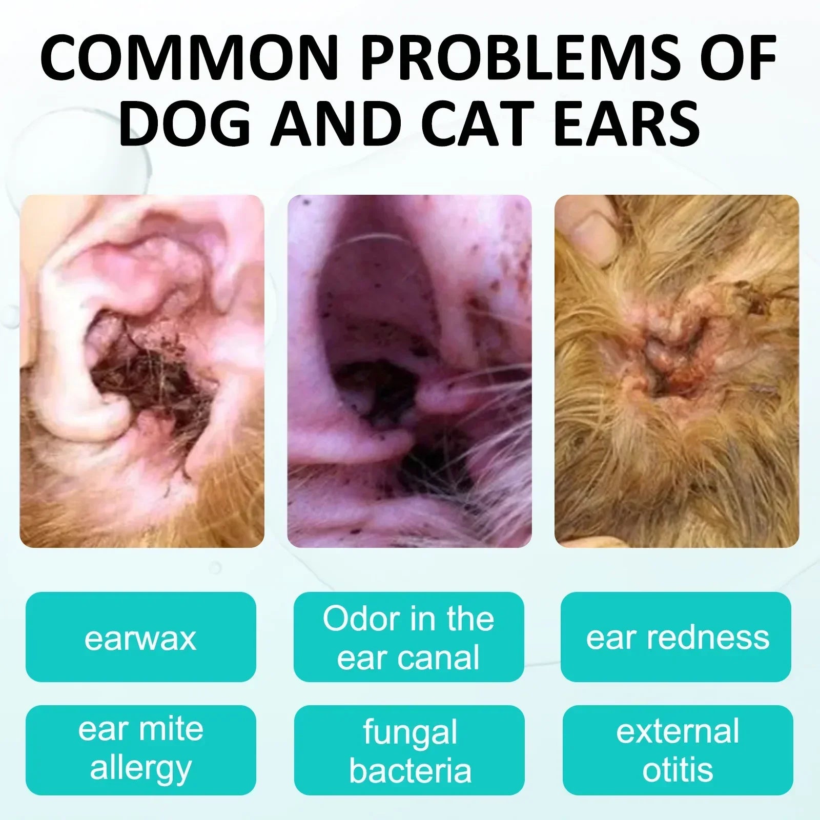 50ml Cat Dog Ear Cleaner Ear Wax Remover Pet Ear Cleaner Non-irritating Ear Cleansing Solution Ear Wash Pet Supplies For ELAIMEI