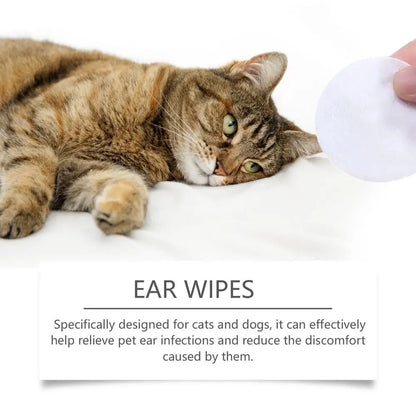 Dog Ear Cleaner Wipes Effective Cat Ear Wipes Dog Ear Cleaning Pads Soothing Dog Ear Cleaner Cat Ear Cleaner Wipes for Pet Dogs