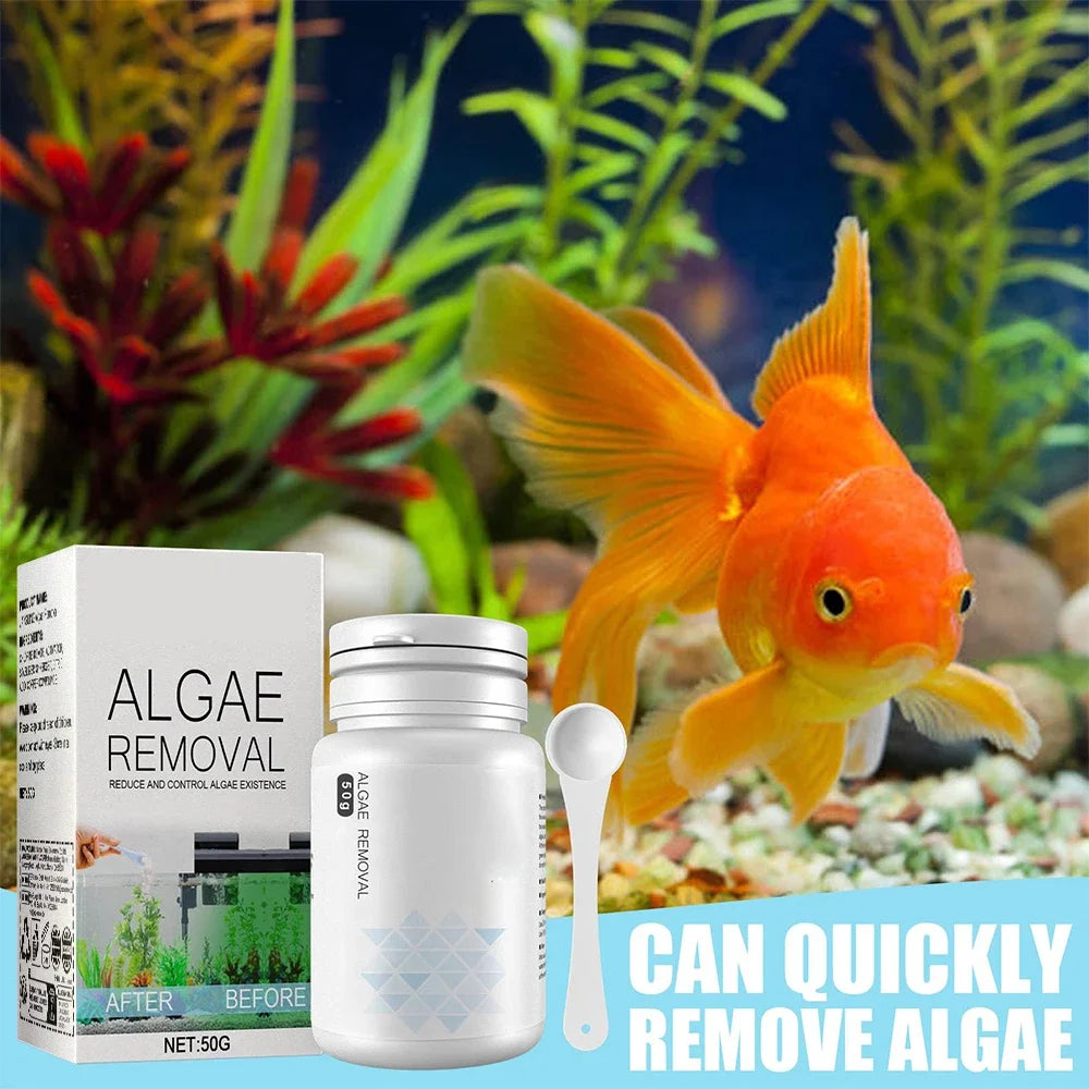 Algae Remover Moss Remover for Fish Tank Fish Pond Aquarium Green Algae Bactericidal Removal Improving Water Transparency 50g