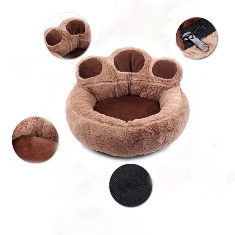 Winter Warm Kennel Pet Bear Paw Shape Nest Teddy Kennel Removable and Washable Pet Bed for Cats Dogs Pet Supplies Accessories