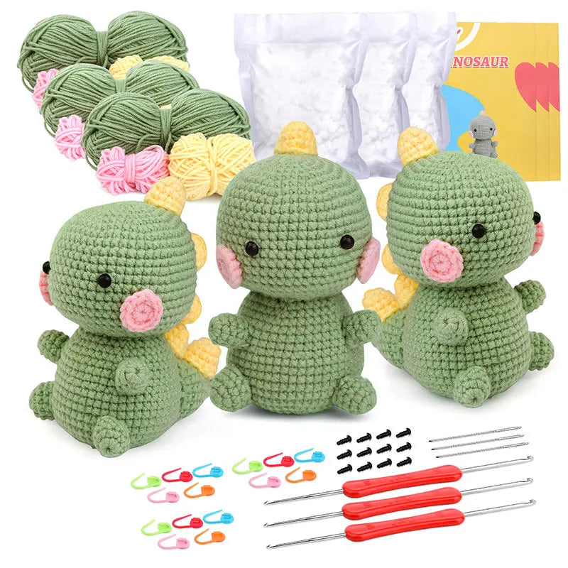 KRABALL DIY Crochet Animal Kit With Hand Knitting Yarn Needles Plush Doll Easy for Starter Includes Enough Yarn Hook Accessories