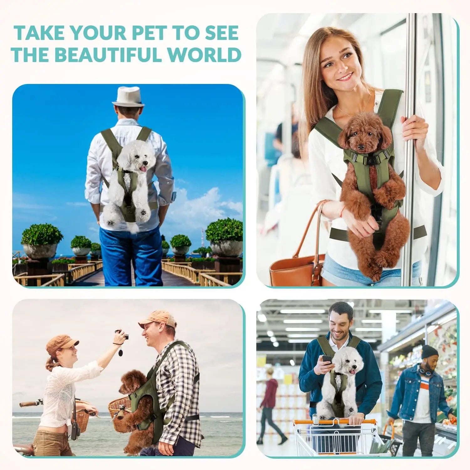 Pet Front Carrier Backpacks Ajustable Hands Free Dog Backpack For Small Mediun Dogs Breathable Cats Outdoor Travel Carrier Bags