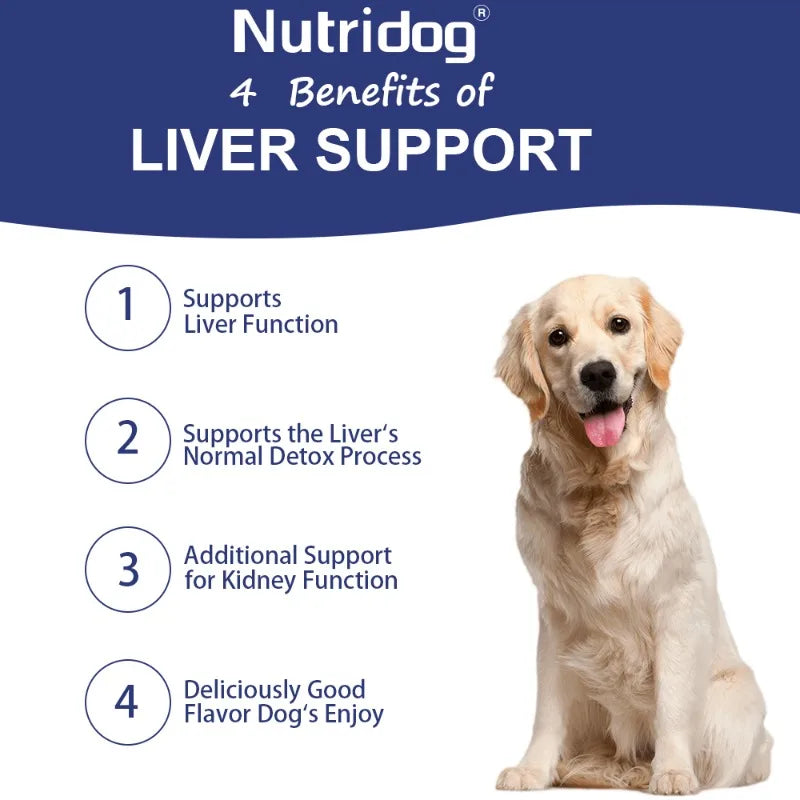 Liver Support Chews for Dogs With Milk Thistle & Curcumin - Liver Detox, Kidney & Hepatic Support -Chicken Flavor 120 Soft Chews