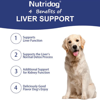 Liver Support Chews for Dogs With Milk Thistle & Curcumin - Liver Detox, Kidney & Hepatic Support -Chicken Flavor 120 Soft Chews