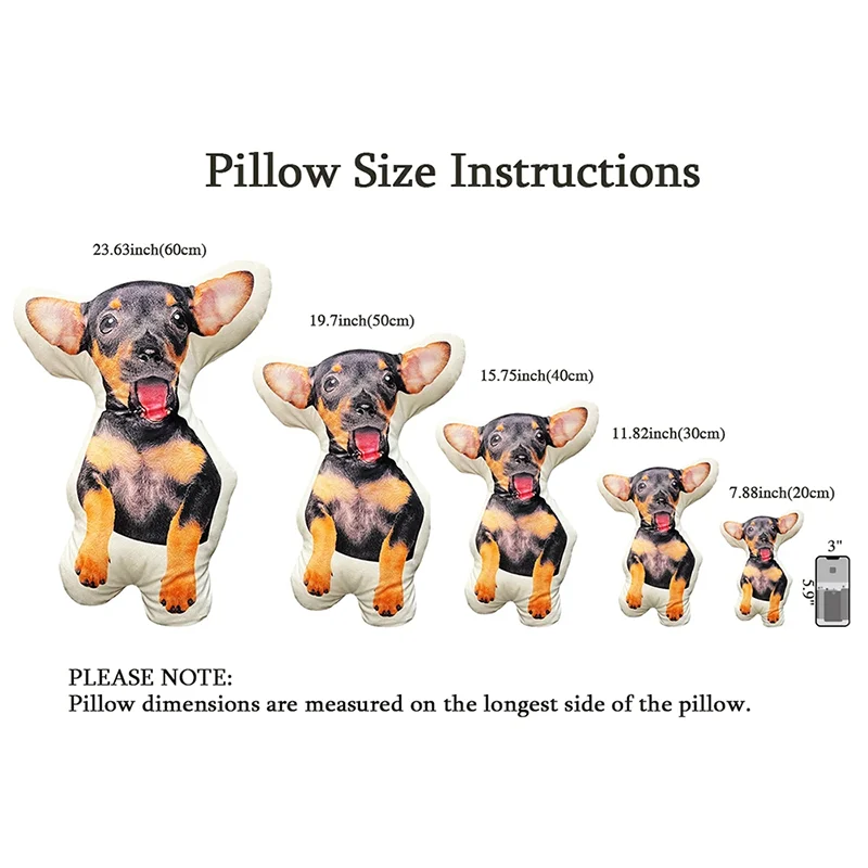 DIY Personalized Photo Custom Pillow 3D-Printed Pet Dog Cat Plush Cushion Stuffed Animal Pillow for Sofa Bed Decor Birthday Gift