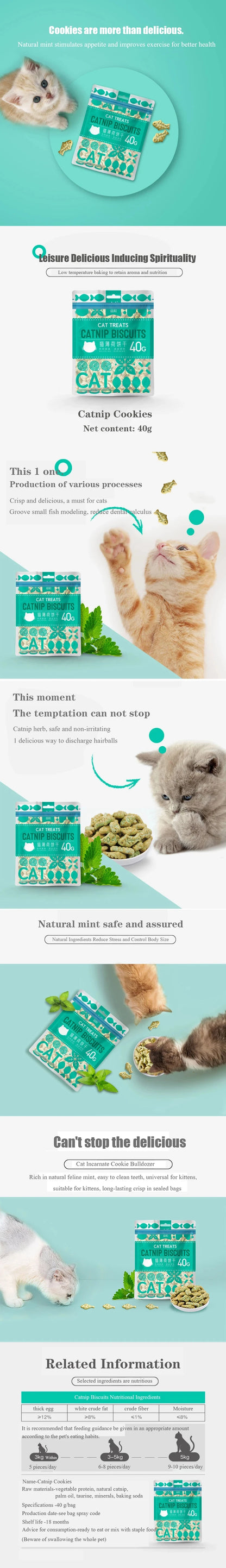 Cat grass biscuit bag 40g catnip hair ball grinding teeth gills pet cat snacks