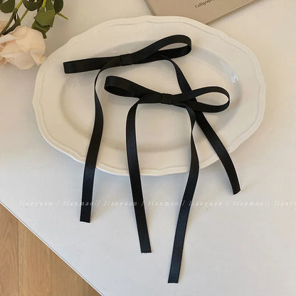 Vintage Large Velvet Bow Hair Clip Trend Long Ribbon Hairpins Barrettes Headband For Women Girl Hair Accessories Wedding Jewelry