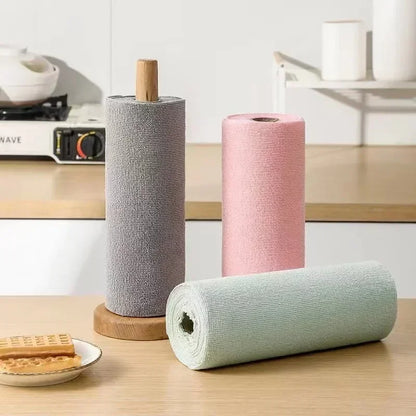 20個/ロール 再利用可能クリーニングワイプ 家庭用キッチンクロス マイクロファイバータオルロール ディッシュラグ ウォッシュペーパータオル交換用