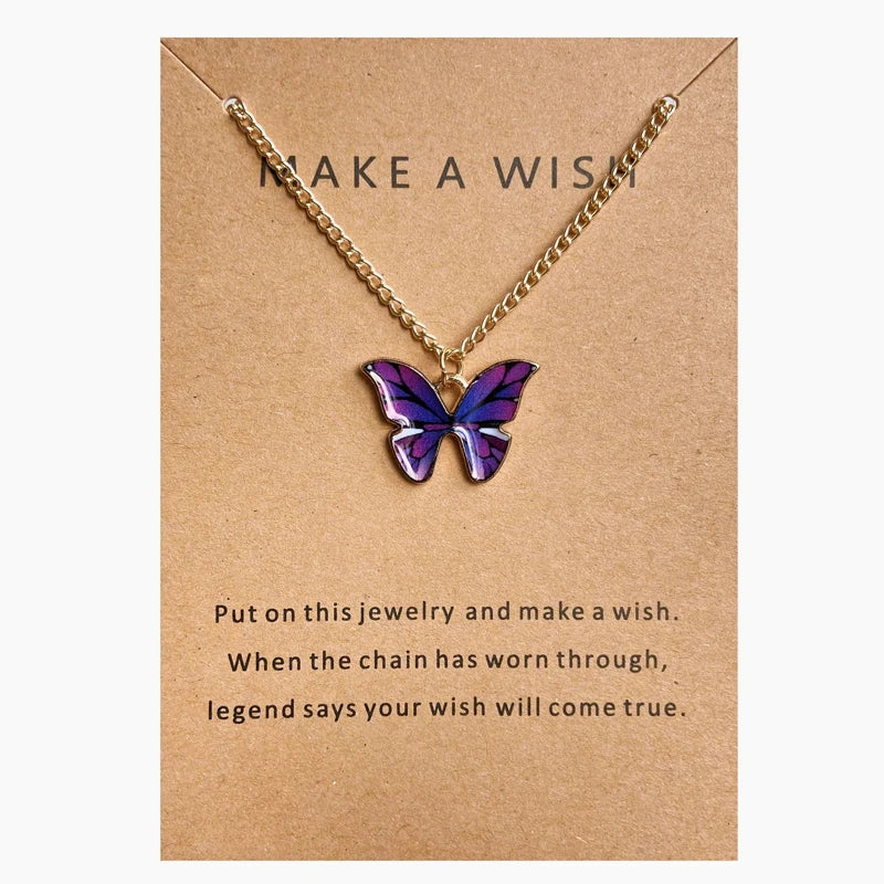 10 Pcs Fashion Butterfly Necklaces For Women Boho Vintage Colorful Simple Pendant Choker Chain 2024 New Jewelry Gifts Wholesale