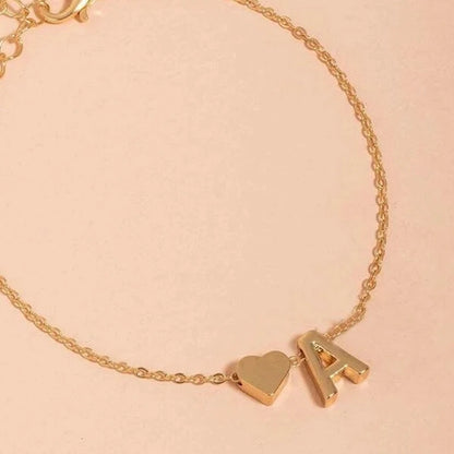 Fashion English Initial Letter Heart Bracelet DIY Personalized Name Bracelets Girls Women Anniversary Jewelry Gifts