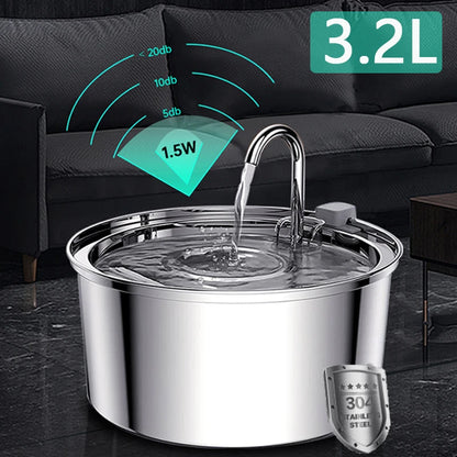 Intelligent Stainless Steel Cat Water Fountain Automatic Drinker For Cats Feeder Pet Water Dispenser Drinking Fountain For Cats