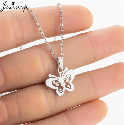 Stainless Steel Origami Cat Necklaces Lovely Animal Kitten Jewelry Cat on the Moon Pendant Necklace Women Bijoux Collane