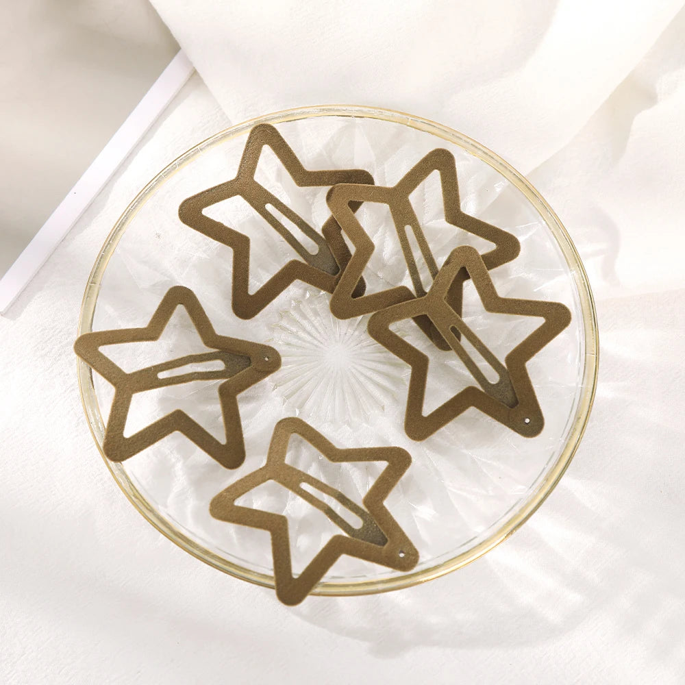AWAYTR 5 Pcs Hollowed Star Hair Clips Star Snap Hairpins Sweet Headpiece Hair Barrettes Hair Accessories for Girls Dropship